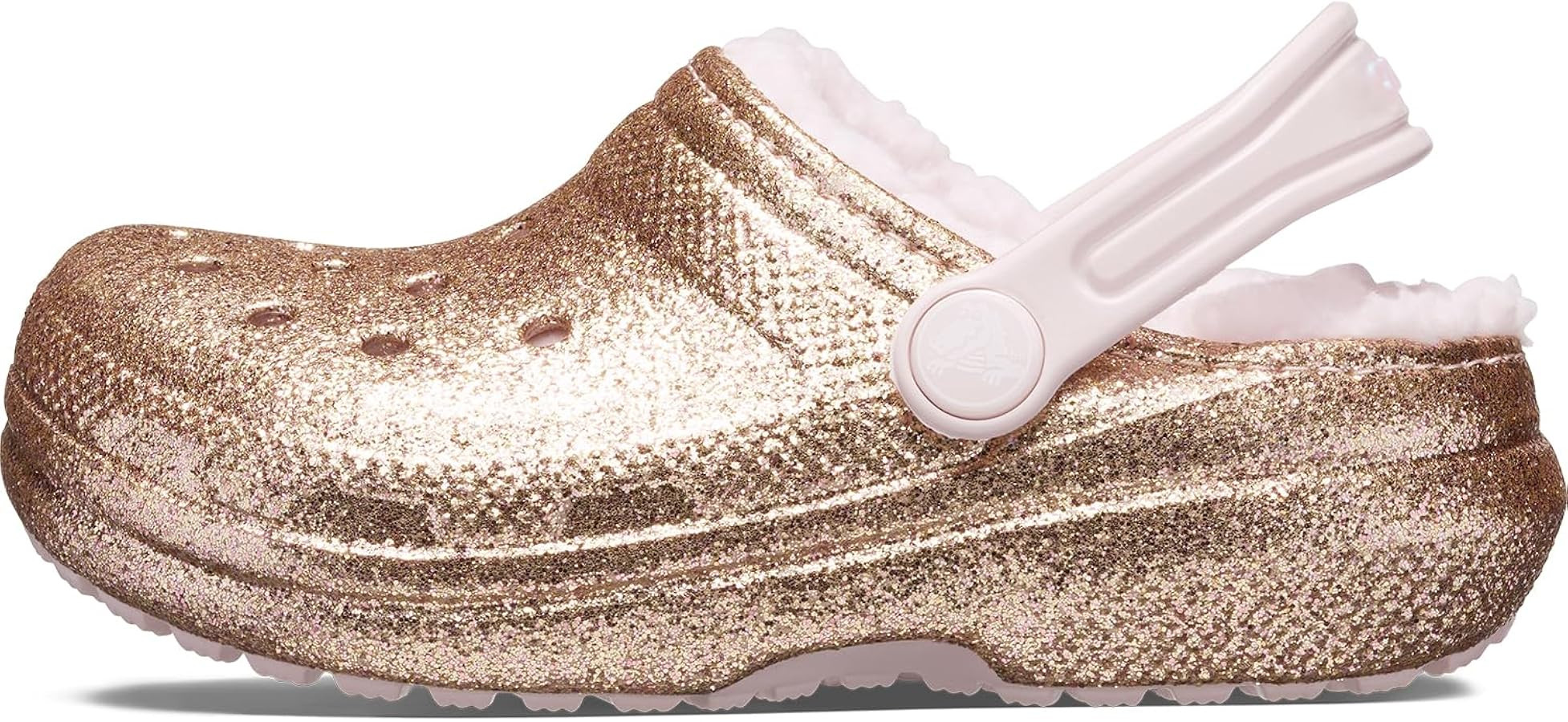 Crocs Classic Lined Glitter Clog (Little Kid/Big Kid) Gold/Barely Pink 6 Big Kid M | Amazon (US)