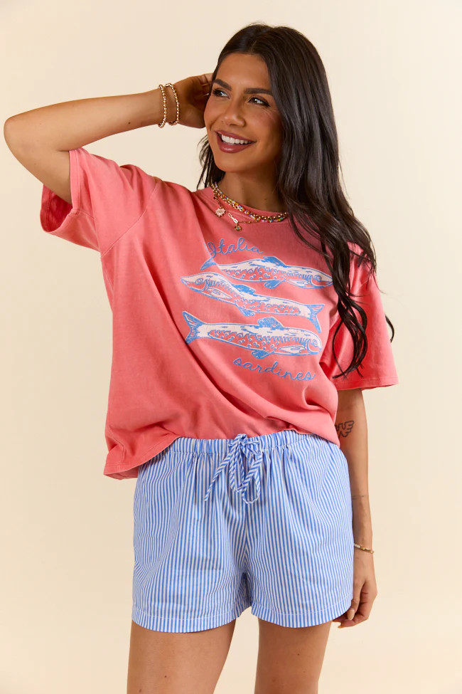 Italia Sardines Coral Graphic Tee | Pink Lily