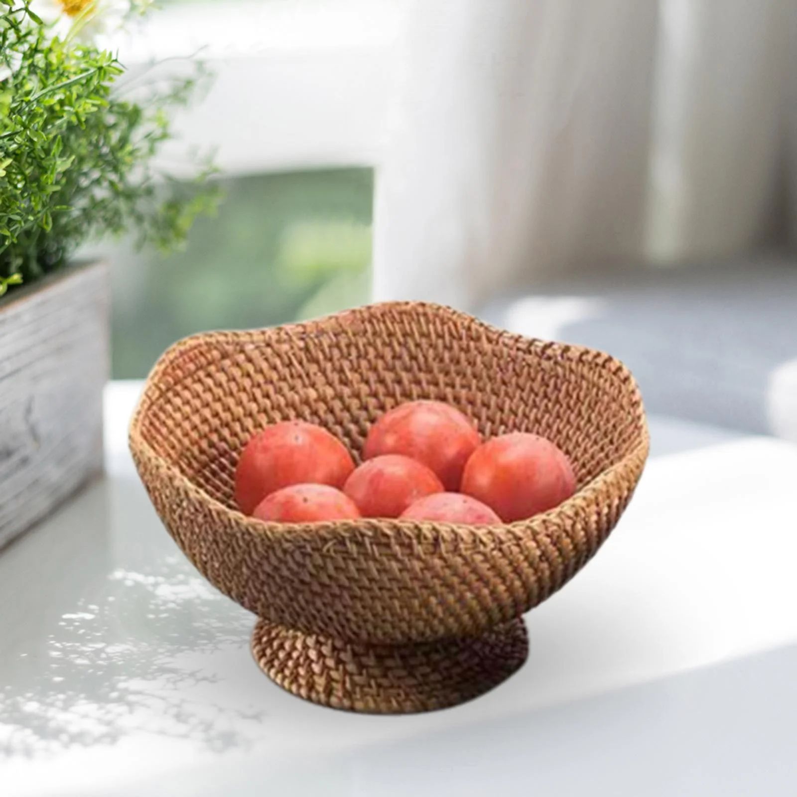 Food Snack Serving Basket, Woven Fruit Basket, Coffee Tea Holder, Table Centerpiece Footed Fruit ... | Walmart (US)