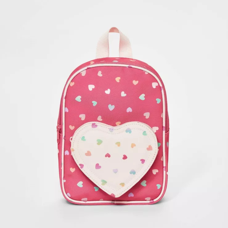 Toddler Girls' 8.25" Hearts Backpack - Cat & Jack™ Pink | Target