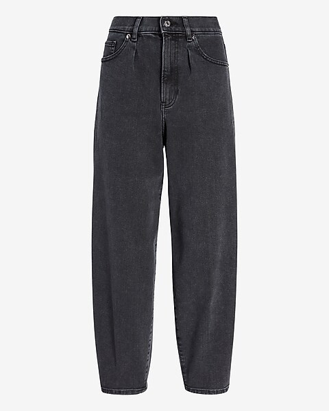 Super High Waisted Black Faded Balloon Leg Jeans | Express