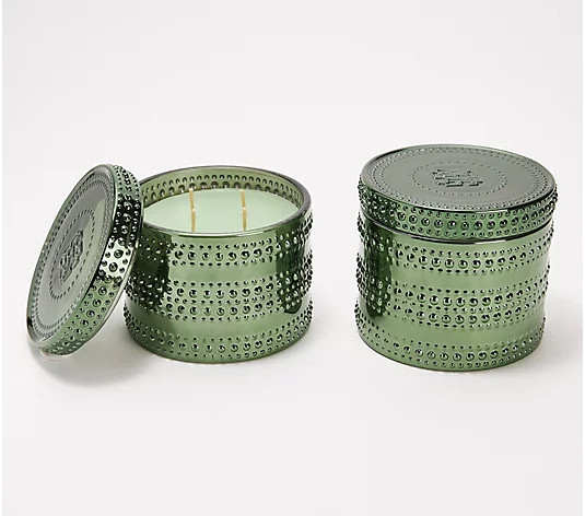 HomeWorx by Harry Slatkin S/2 Holly & Cypress Hobnail Candles | QVC
