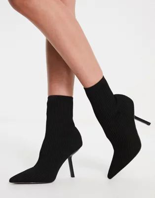 ASOS DESIGN Extra ribbed sock stiletto boots in black | ASOS (Global)