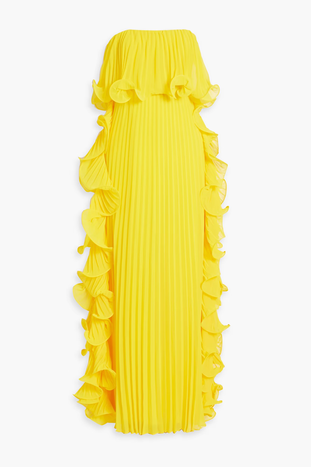 Strapless ruffled plissé-chiffon gown | The Outnet (US and CA)