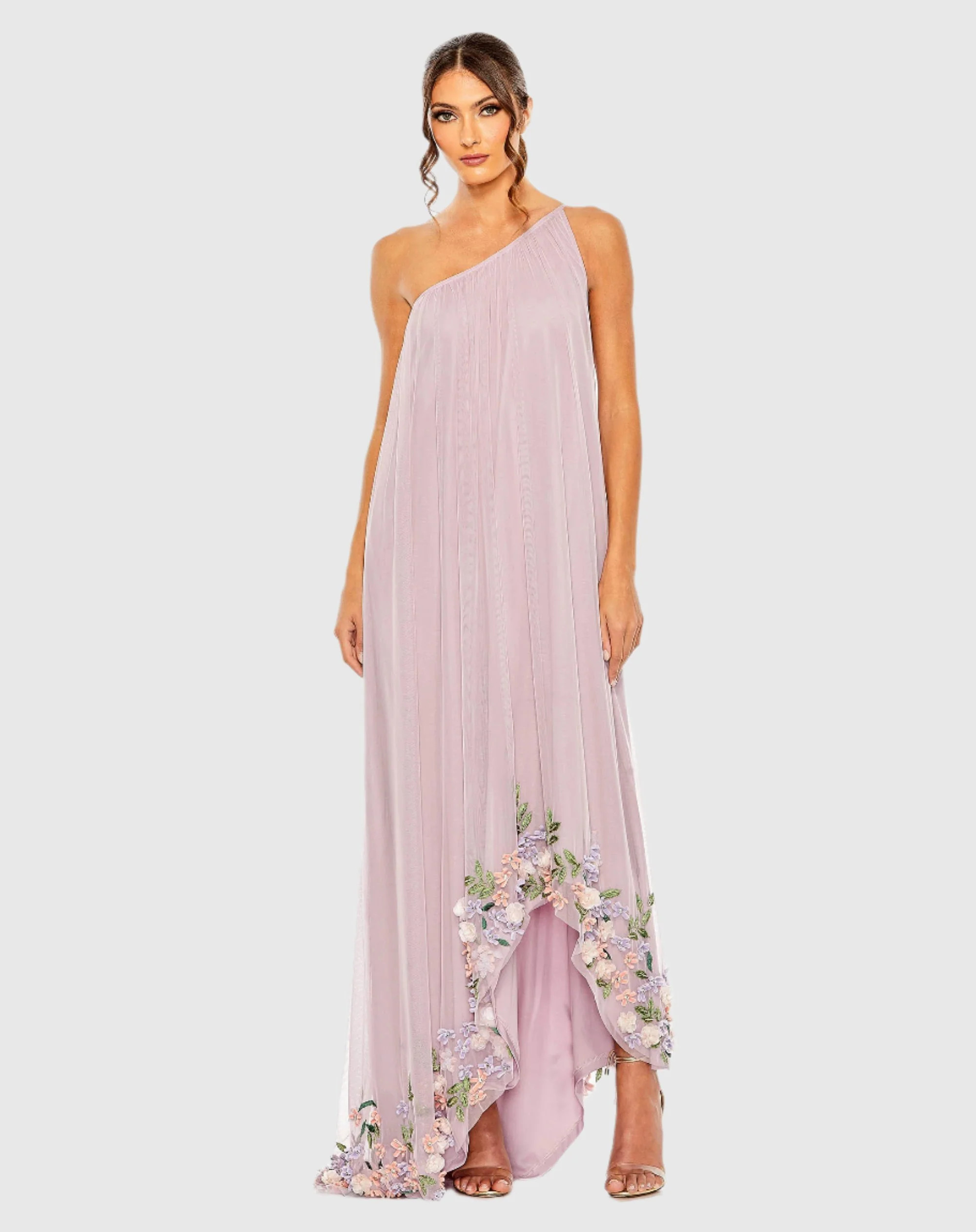 One Shoulder Trapeze Embellished High Low Gown | Mac Duggal