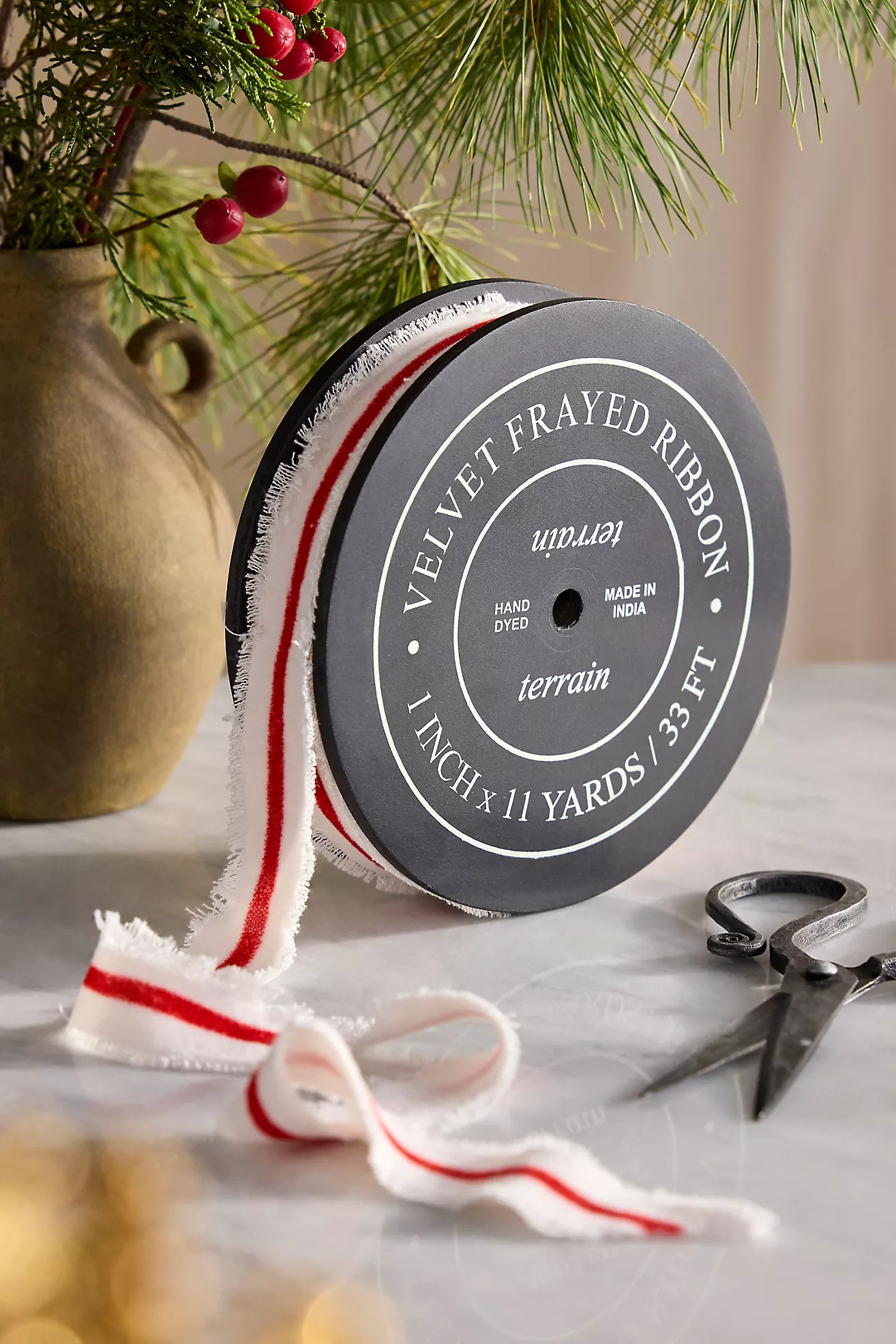 Terrain Red + White Stripe Velvet Ribbon | Anthropologie (US)