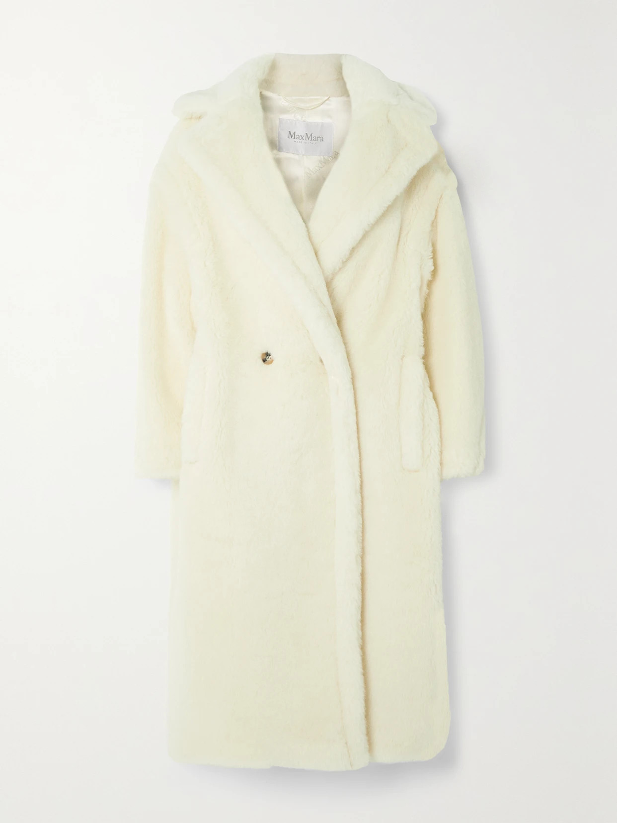 Max Mara - Tedgirl Double-breasted Alpaca, Wool And Silk-blend Coat - Ivory | NET-A-PORTER (US)