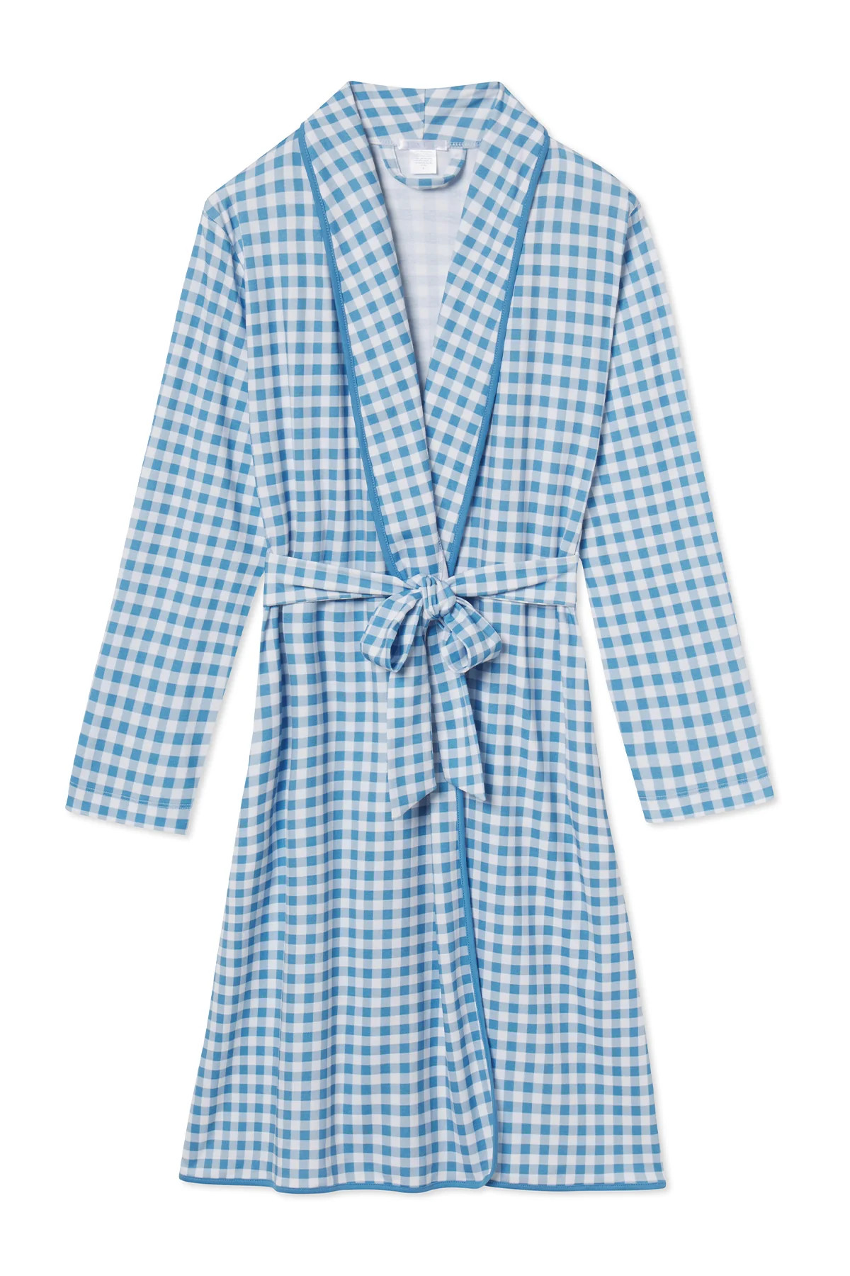 Pima Robe in Bluebird Gingham | LAKE Pajamas