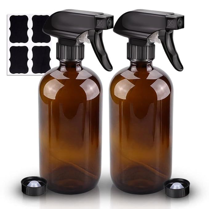 2 Pack Glass Spray Bottle, Wedama Amber 16oz Glass Spray Bottle Set & Accessories for Aromatherap... | Amazon (US)