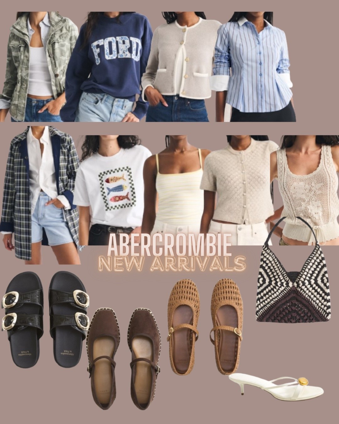 Abercrombie
Sandals
Slides
Tank top
Poplin shirt
