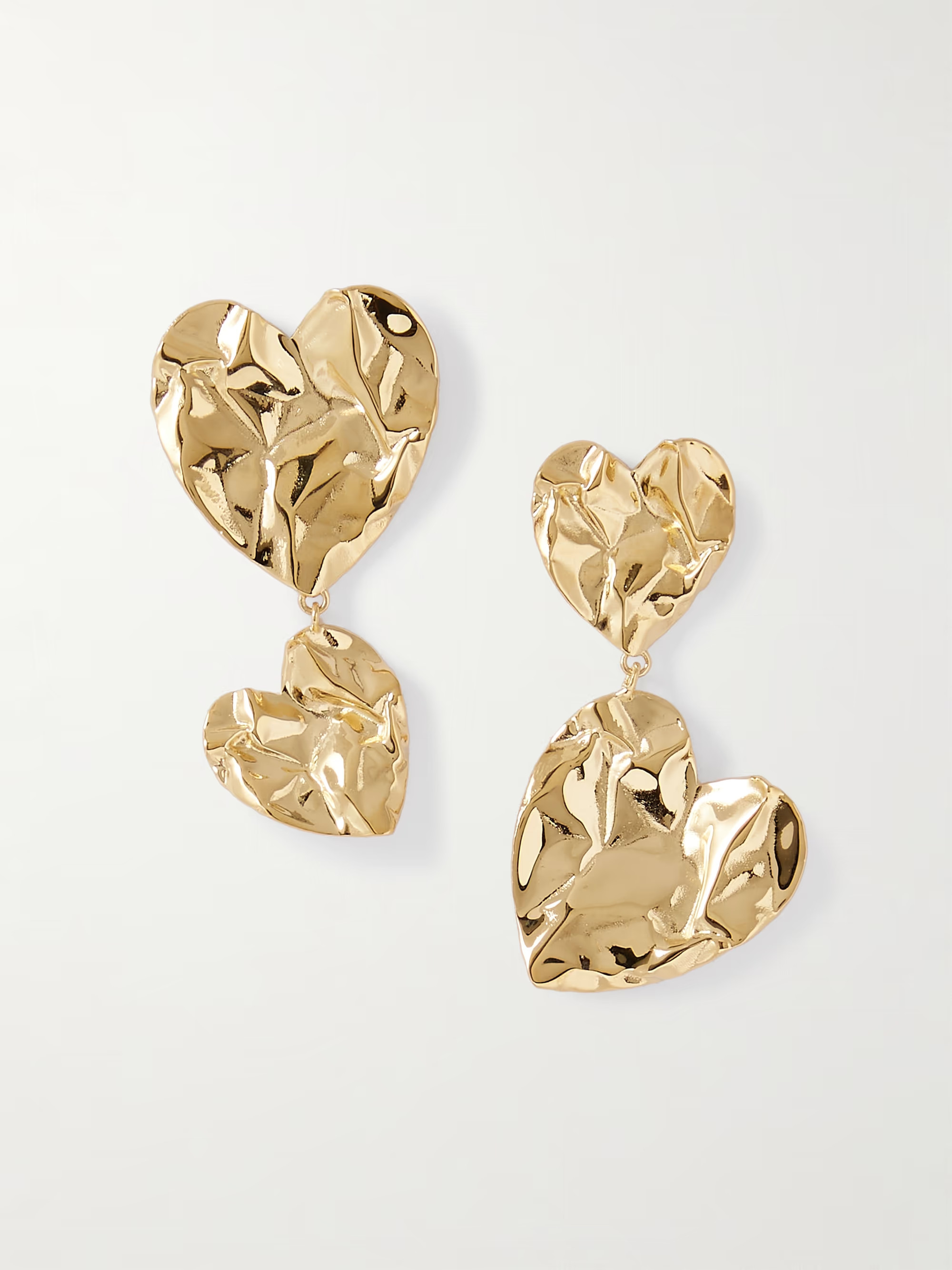 Stacked Crushed Heart gold-tone earrings | NET-A-PORTER (UK & EU)