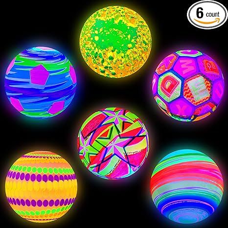 6 Pcs 9 Inch 10 Inch Mixed Bright Ball with Pump Set LED Light up Inflatable Ball Glow in The Dar... | Amazon (US)