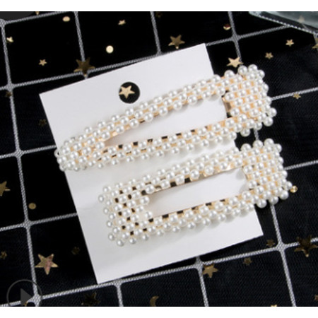 Binpure Women Girls Pearl Hair Clip Snap Hair Barrette Stick Hairpin Accessories | Walmart (US)