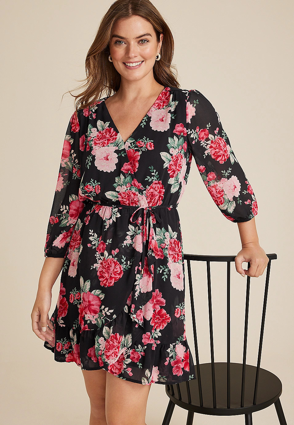 Floral Wrap Skater Dress | Maurices