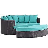 Modway Convene Wicker Rattan Outdoor Patio Poolside Sectional Sofa Daybed with Cushions in Espresso  | Amazon (US)