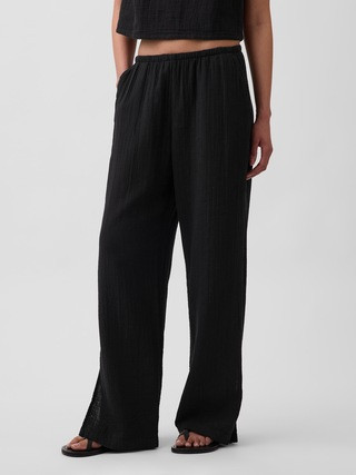 Cotton Gauze Easy Split-Hem Pants | Gap (US)