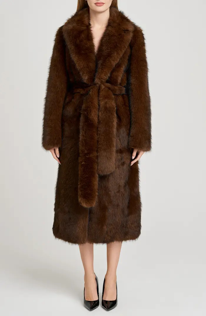 WAYF x Sara Walker Diana Faux Fur Wrap Coat | Nordstrom | Nordstrom
