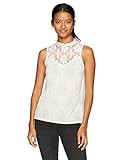 WallFlower Women's Juniors Mock Neck Tank with Crochet, White, L | Amazon (US)
