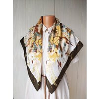 Vintage Large Silk Scarf, Women's Fashion Scarf With Floral Motifs, Gift | Etsy (US)