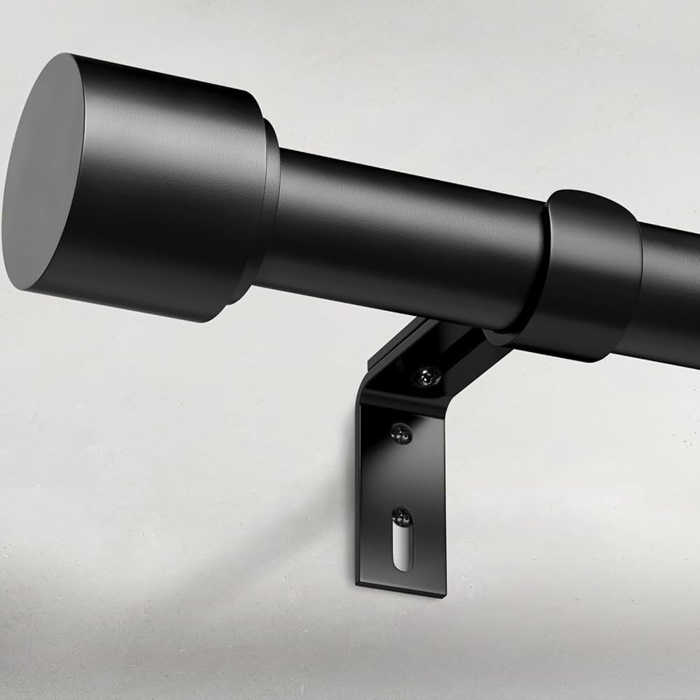 GEEBOBO Black Curtain Rods for Windows 66 to 120 Inch, 1 Inch Adjustable Heavy Duty Easy Install ... | Amazon (US)