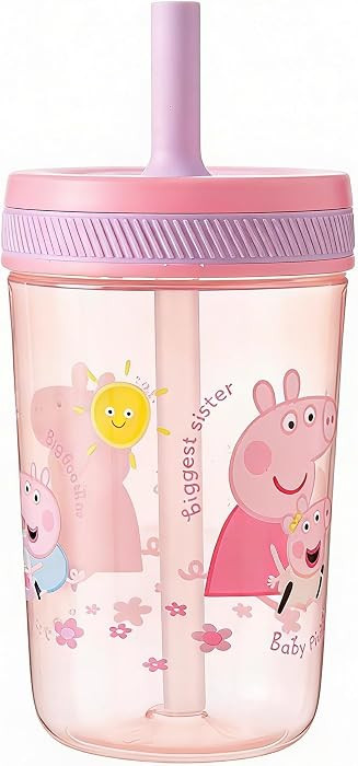 Peppa Pig Family Kelso Soft Straw Cup – 350ml | BPA-Free Toddler Drinking Cup with Secure Lid & Straw | Leak-Proof, Durable & Fun Design for Kids, Pink | Amazon (UK)