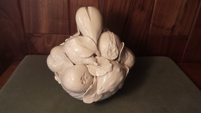 VINTAGE ITALIAN PORCELAIN BOWL PILED HIGH WITH  HAND-MADE FRUITS & VEGGIES - 8"  | eBay | eBay US