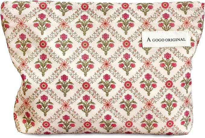 STARDW Aesthetic Floral Makeup Bag Cute Small Cosmetic Bags for Women Girls, Travel Toiletry Bag ... | Amazon (US)
