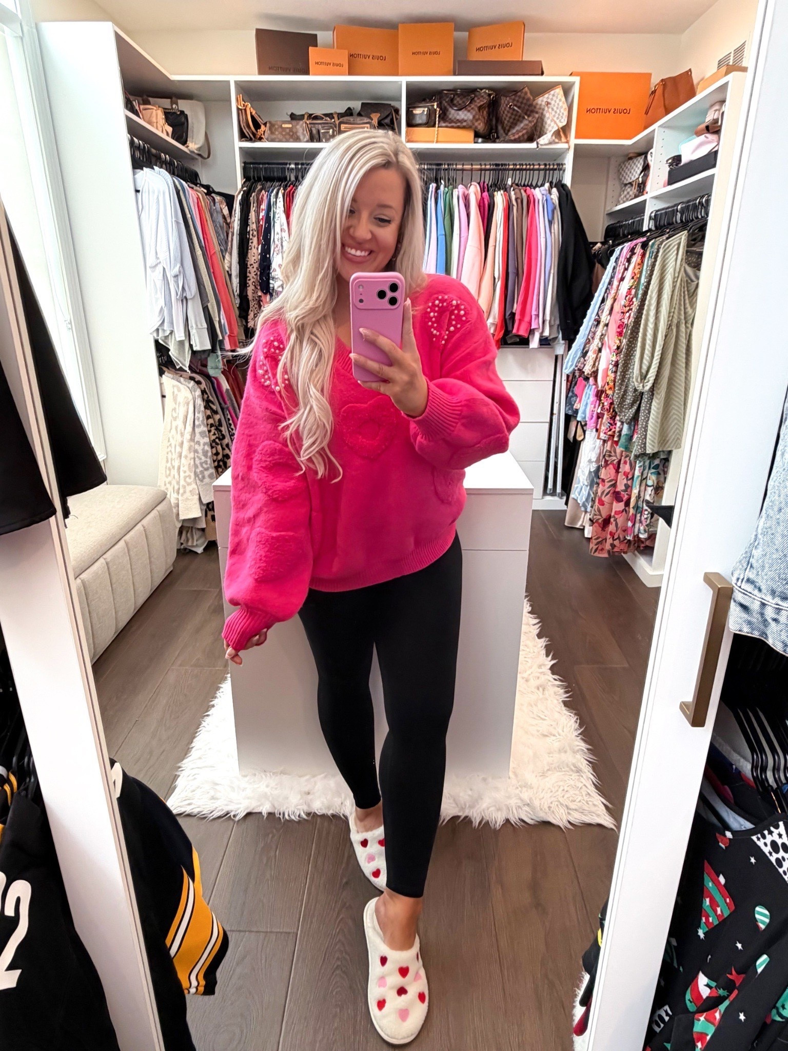 February called… she wants HOT PINK 💕
Oversized, insanely soft, and the happiest pop of color! And yes, I’m obsessed with these heart slippers 🥰 (but no—I did NOT wear them to work 😂). Comment LOVE and I’ll send you the link to both!💗❤️

#LTKValentine #LTKSeasonal