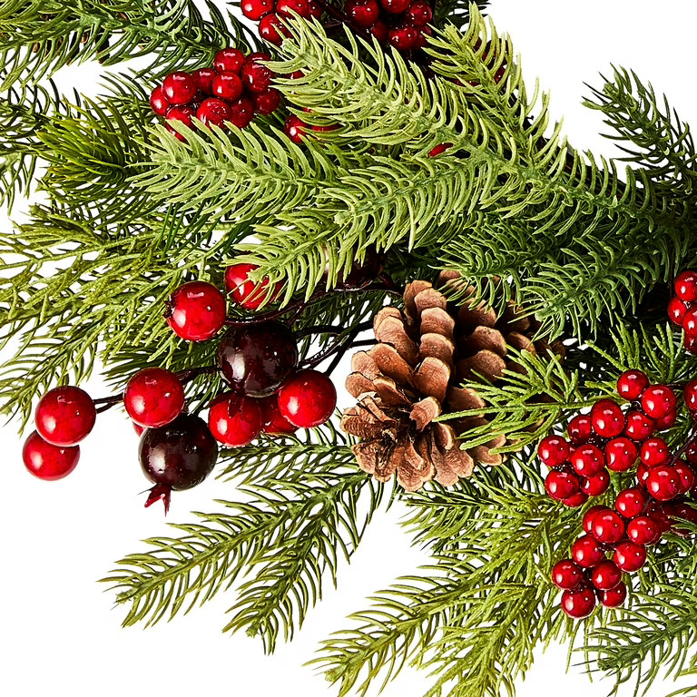 Brand Red Berry Traditional Christmas Door Decoration Wreath, 22 in x 22 in 6 in, by Holiday Time | Walmart (US)