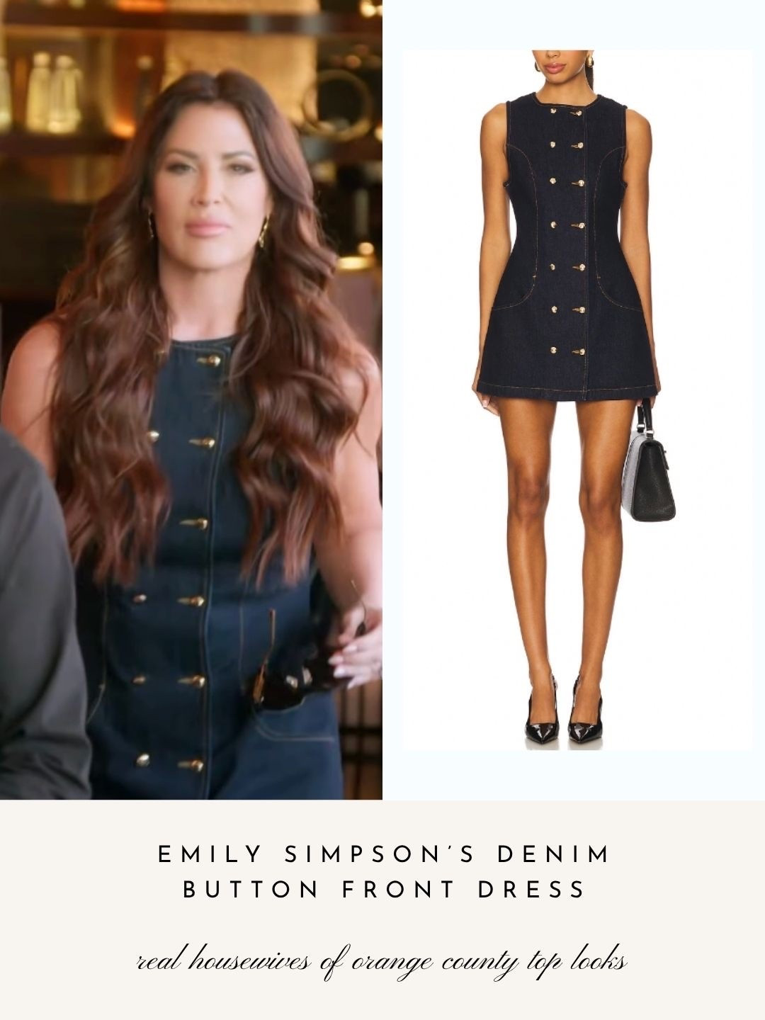 Emily Simpson’s Denim Front Dress