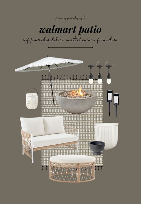 Affordable Walmart patio! Love this loveseat, ottoman, and fire pit. The fire pit is still in stock and on sale! 

#LTKstyletip #LTKsalealert #LTKhome