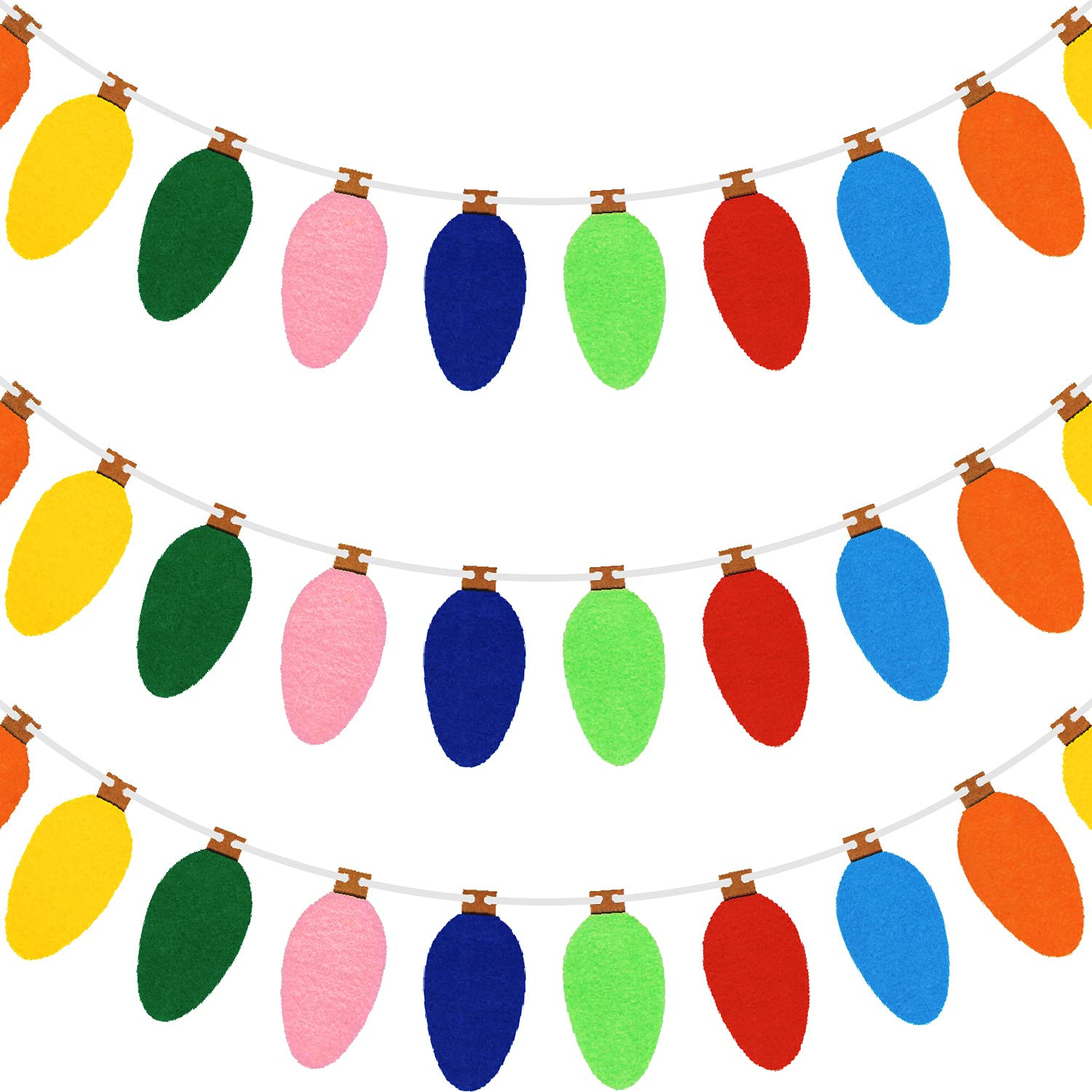 Christmas Felt Garland Light Bulb Garlands 2 Pieces Colourful Felt Lights Banner for Home Christm... | Amazon (US)