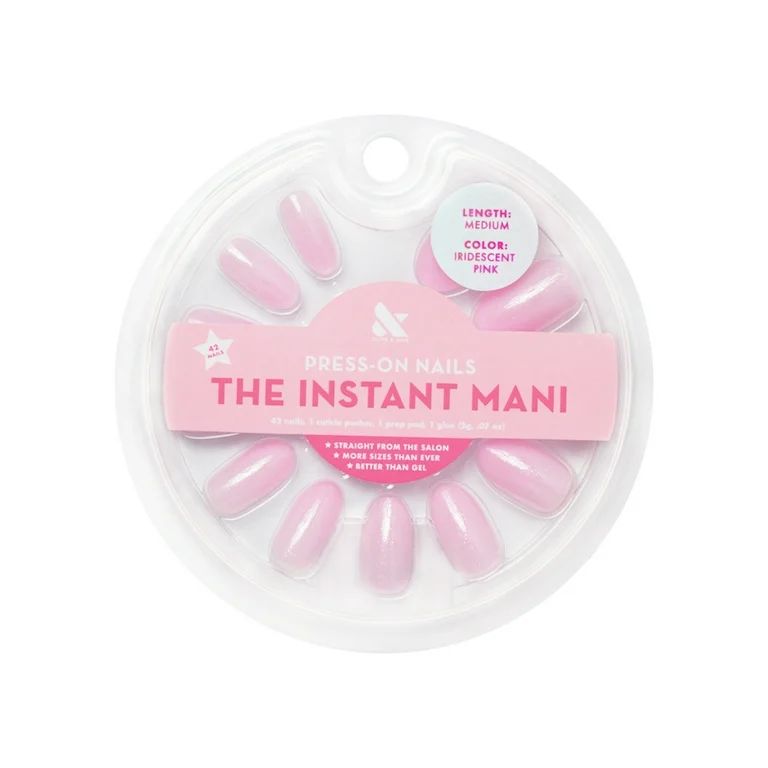 Olive & June Instant Mani Oval Medium Press-On Nails, Pink Iridescent, 42 Pieces - Walmart.com | Walmart (US)