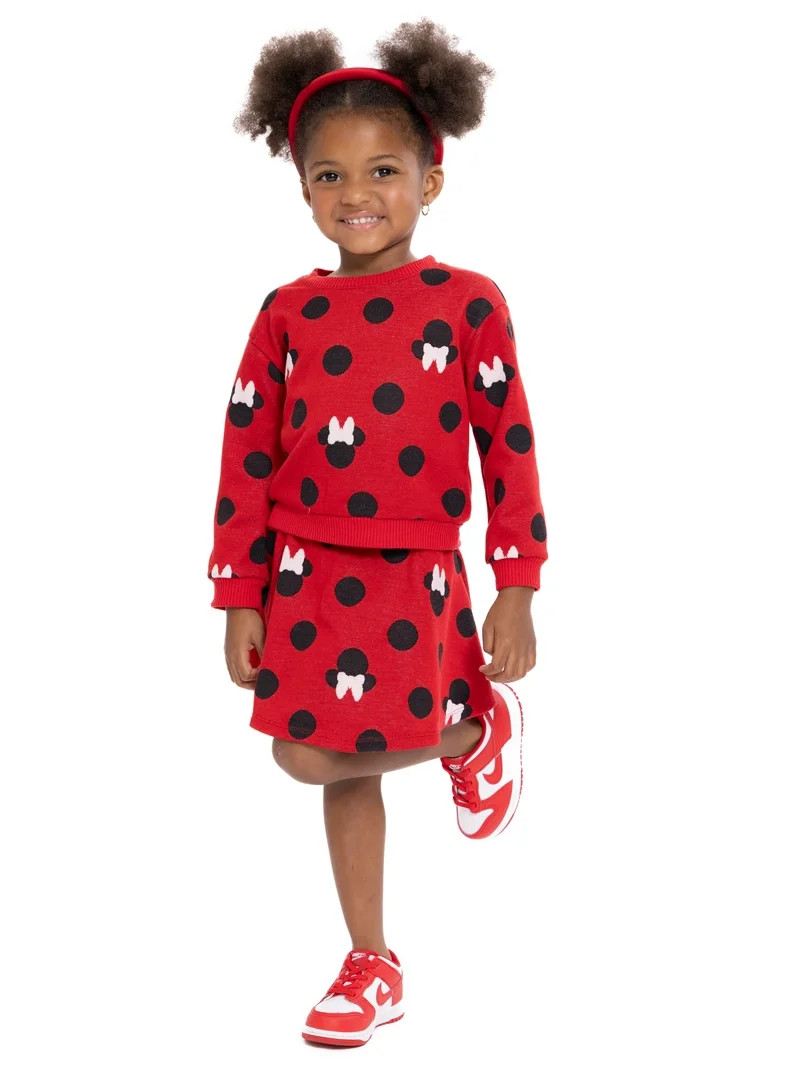 Disney Toddler Girls Minnie Mouse Intarsia Graphic Sweater and Skater Skirt Set, 2-Piece, Sizes 1... | Walmart (US)