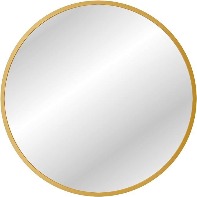 X Home 36 Inch Round Gold Mirror, Large Circle Mirror for Wall, Metal Frame Mirror for Bathroom, ... | Amazon (US)