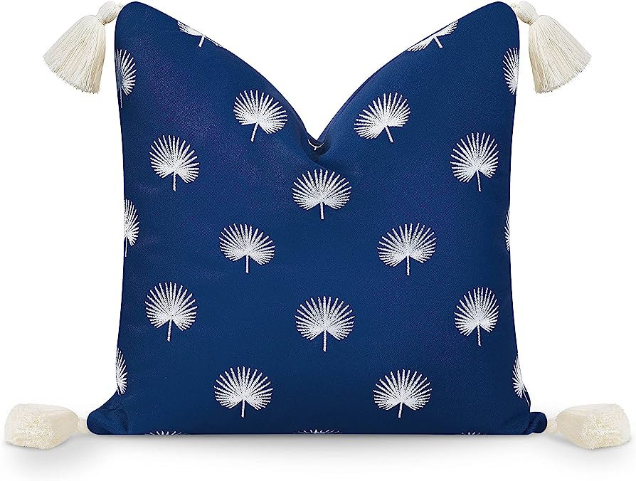 Navy Blue Palm Leaf Tassel 18"x18"  | Amazon (US)