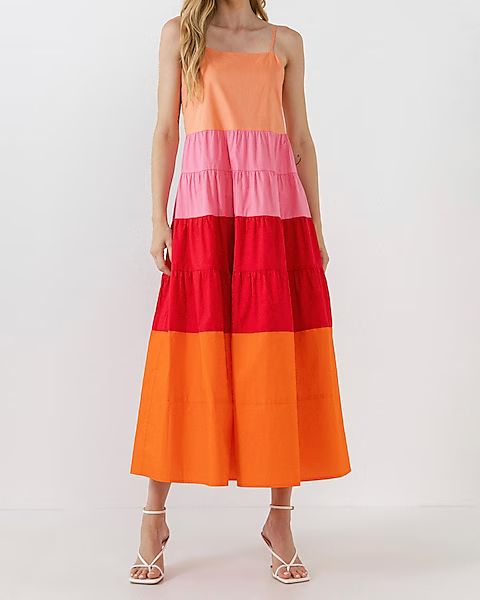 English Factory Color Block Maxi Dress | Express