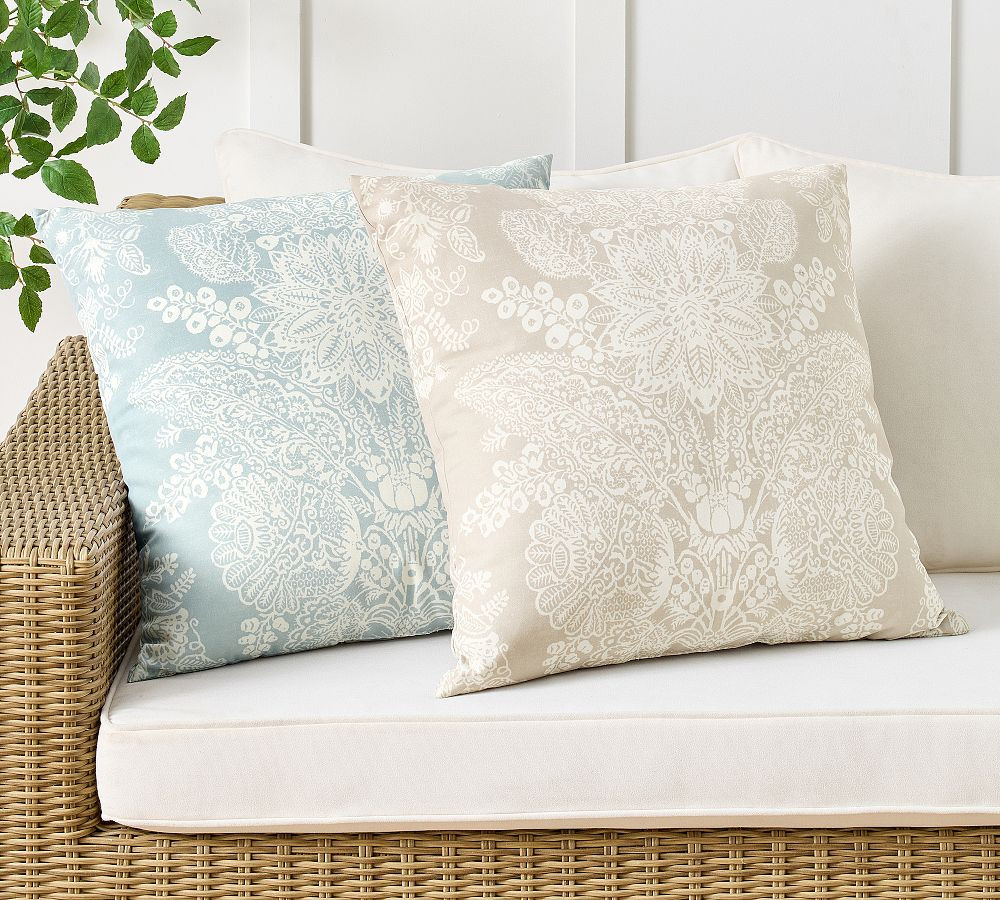 Kravet Heirloom Damask Outdoor Pillow | Pottery Barn (US)