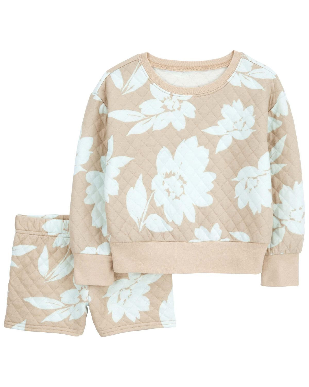 Cream Toddler 2-Piece Floral Long-Sleeve Top & Short Set | carters.com | Carter's