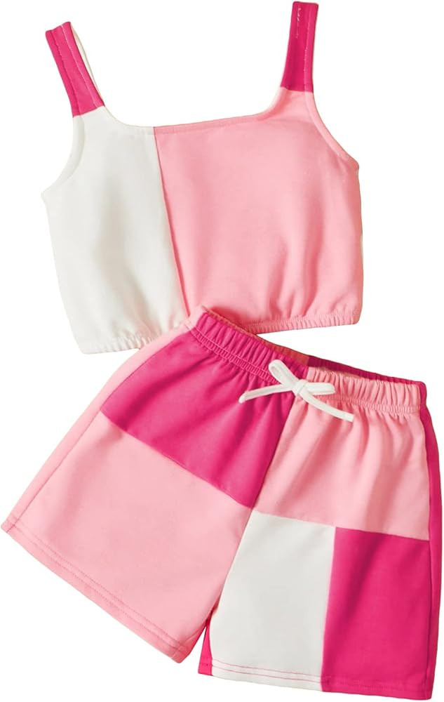 SOLY HUX Toddler Girl's 2 Piece Outfits Summer Cute Colorblock Sleeveless Tank Tops and Track Sho... | Amazon (US)