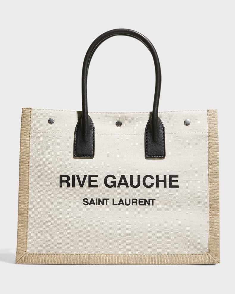 Saint Laurent Rive Gauche Small Canvas East-West Tote Bag | Neiman Marcus
