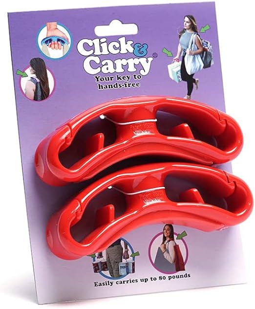 Click & Carry Grocery Bag Carrier as seen on SHARK TANK with Soft Cushion Grip (Red, 2-Pack) | Ha... | Amazon (US)