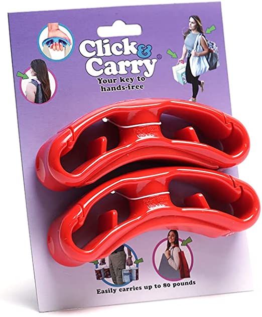 Click & Carry Grocery Bag Carrier as seen on SHARK TANK with Soft Cushion Grip (Red, 2-Pack) | Ha... | Amazon (US)