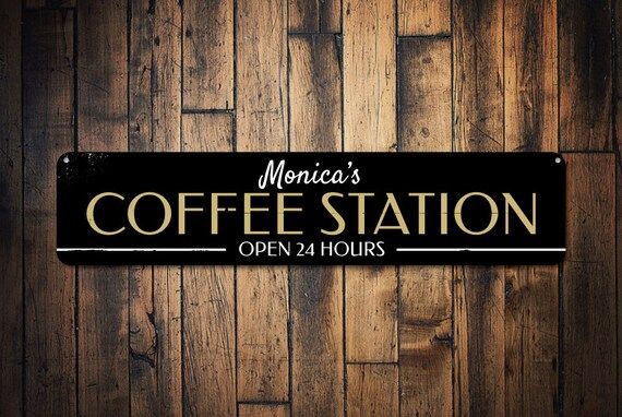 Coffee Station Sign Decor Open 24 Hours Sign Java Kitchen | Etsy | Etsy (US)