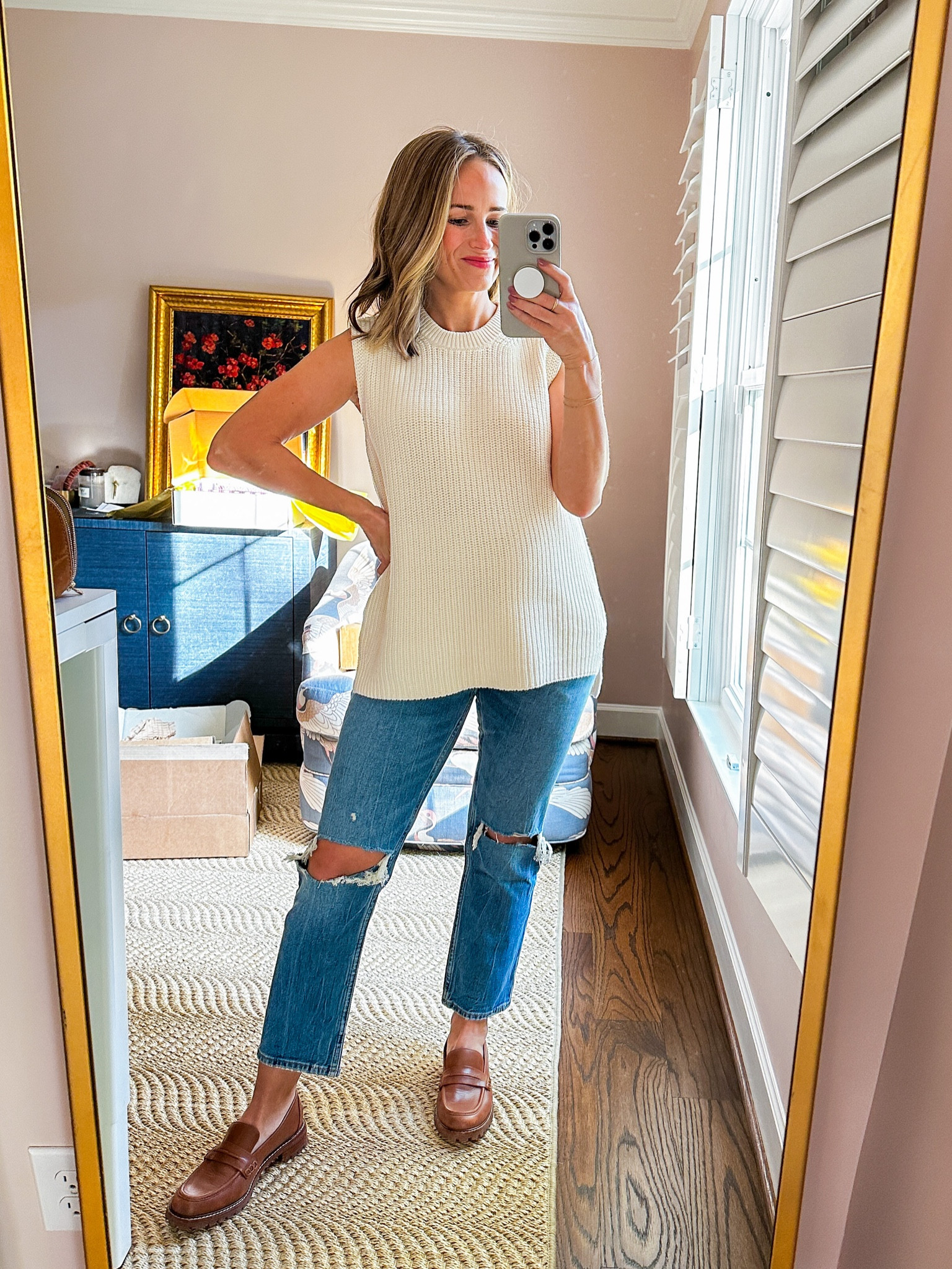 These Abercrombie  jeans are so cute and comfortable!!! I sized up from my usual pre-pregnancy size. I added the non-maternity version too which I also owned and loved pre-pregnancy. 


The Madewell top isn’t maternity but works great with a bump! I’m 21 weeks pregnant. The loafers run true to size. Everything I’m wearing is part of the LTK sale! 

#LTKSeasonal #LTKbump #LTKSale