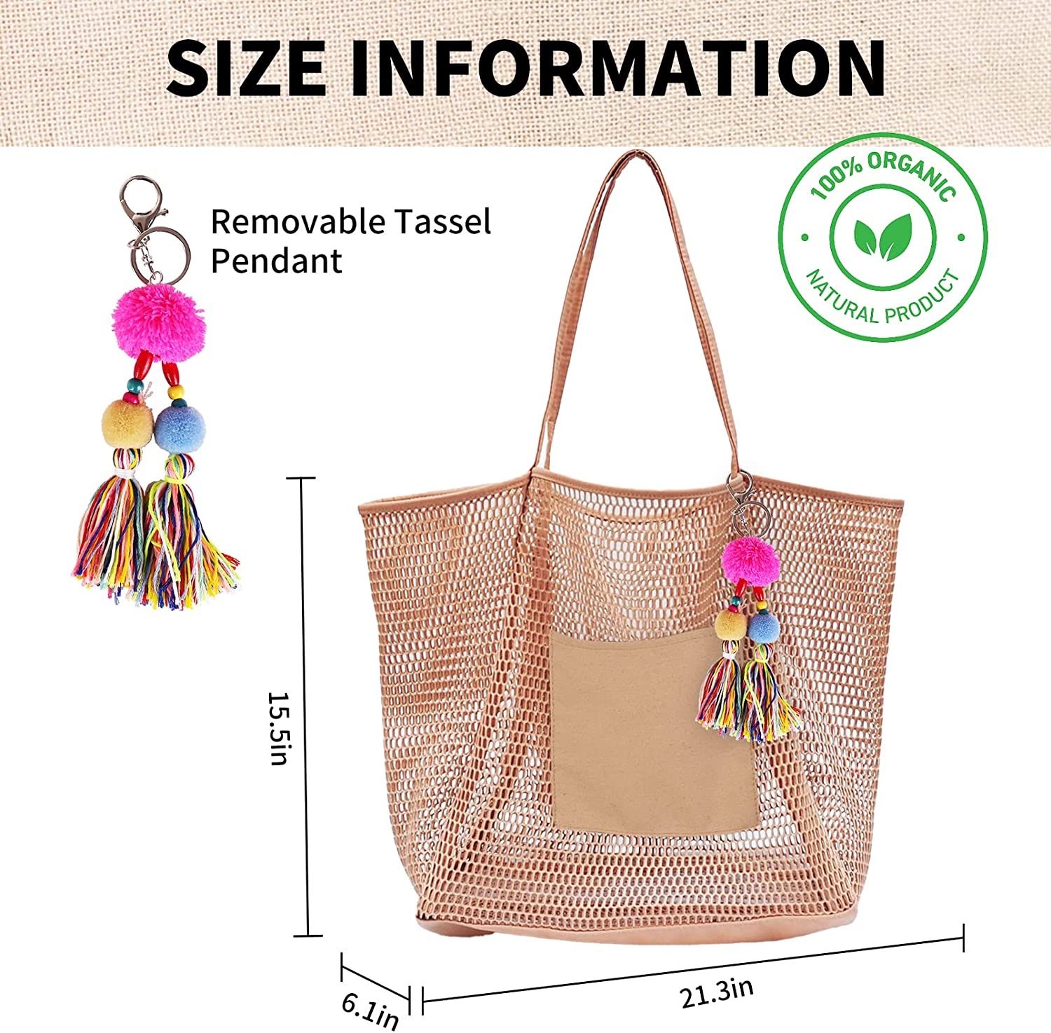 Women Mesh Straw Beach Tote Bag Sandproof Waterproof for Swim, Travel, Gym and Beach Holiday | Amazon (US)