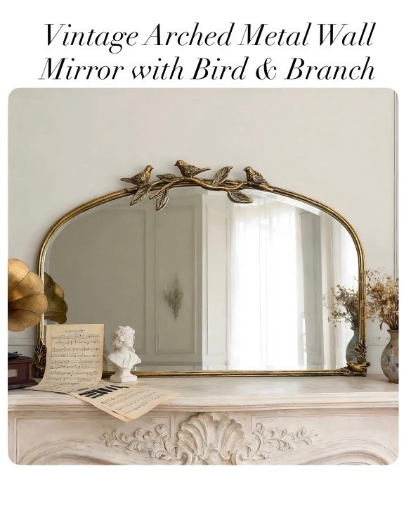 Vintage Arched Metal Wall
Mirror with Bird & Branch/ Home Decor

#LTKSaleAlert