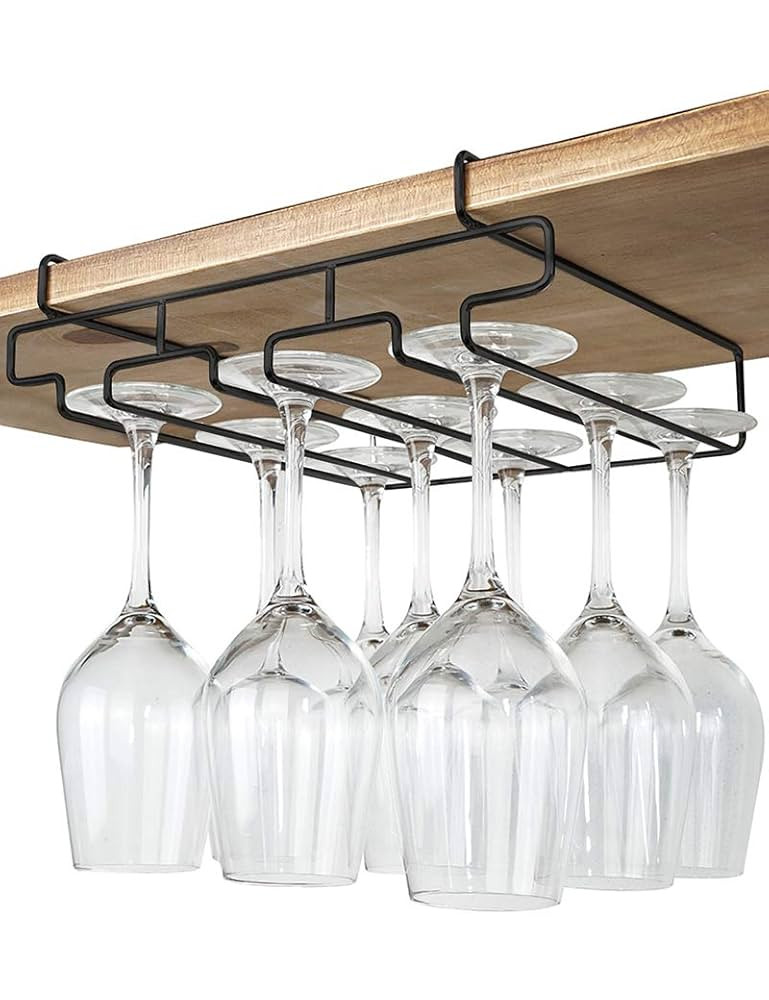 Wine Glass Holder - Stemware Rack Under Cabinet - 304 Stainless Steel Hanger Storage Shelf, Fit f... | Amazon (US)