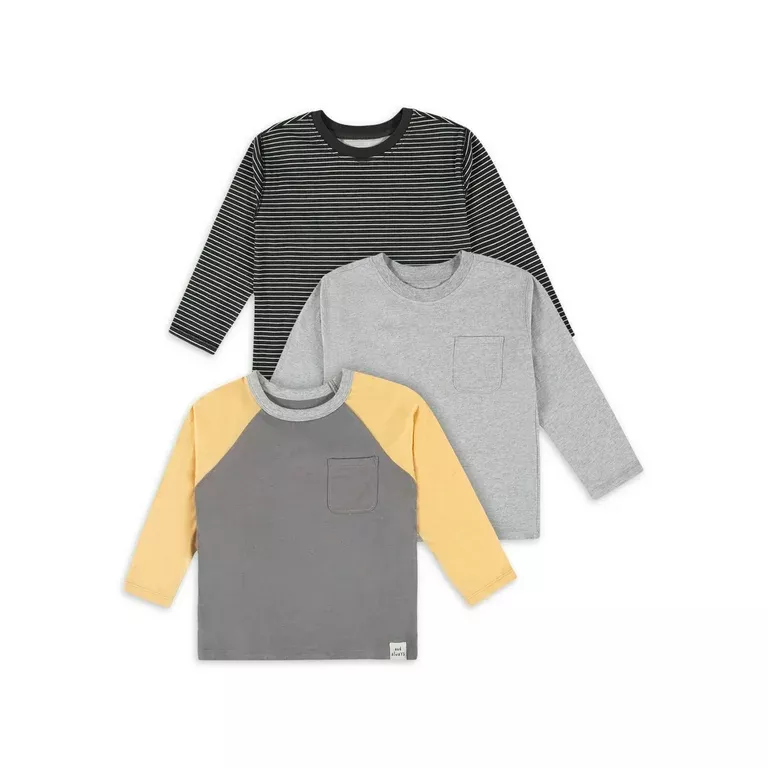 Gerber Baby Boys' 3-Pack Long Sleeve Baseball Tees