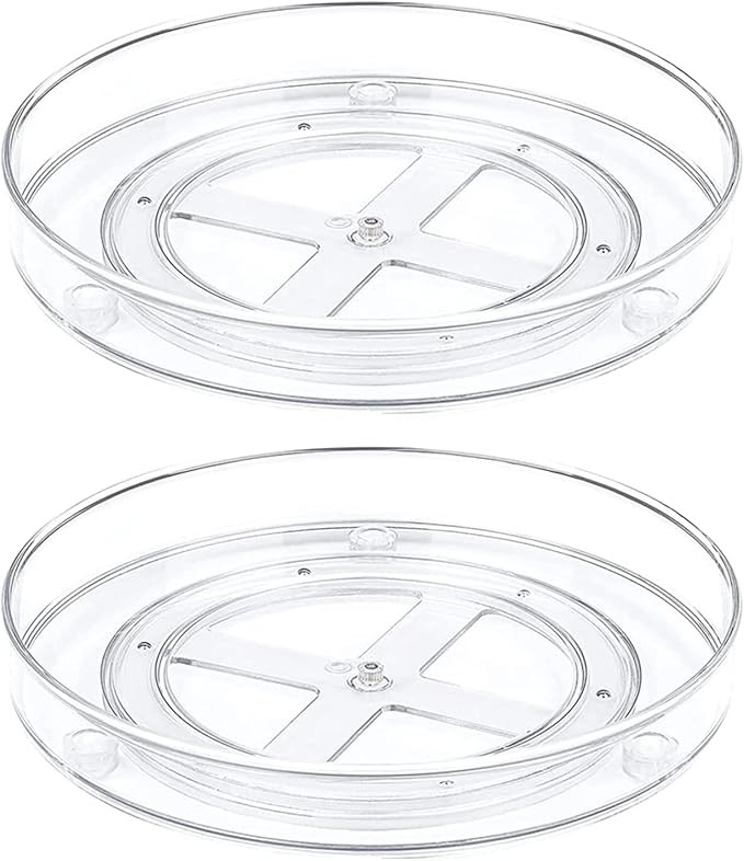 2 Pack Lazy Susan Cabinet Organizer, 10.6" Clear Turntable Organizer Rotating Tray Kitchen Storag... | Amazon (US)